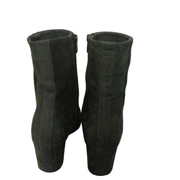 Vince Women Michela Olive Green Nubuck Leather Hidden Wedge Ankle Boots Size 9.5 - Picture 4 of 7